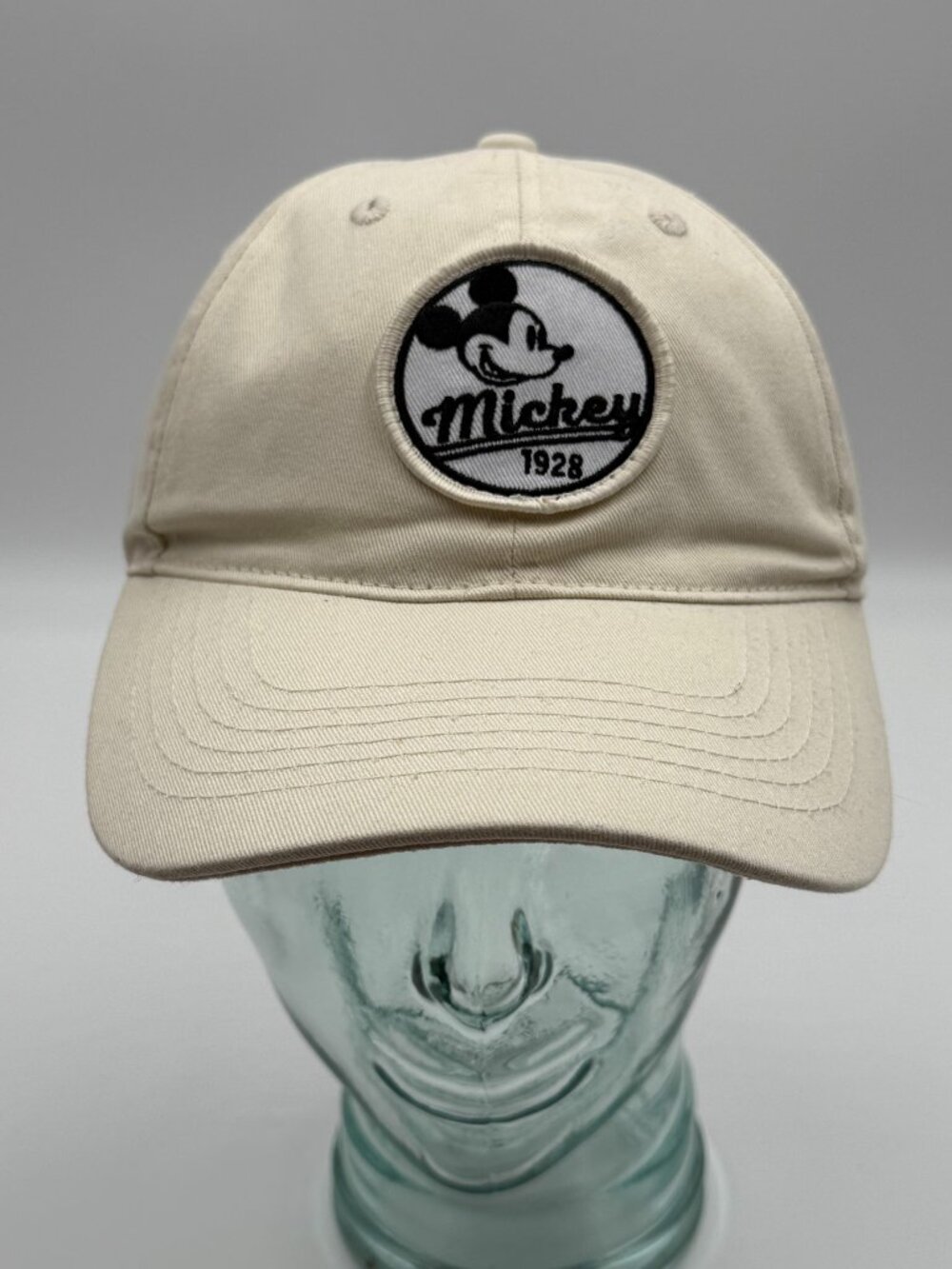 Disney Mickey Mouse Cream StrapBack Hat Cap One Size Adjustable Cream Off White